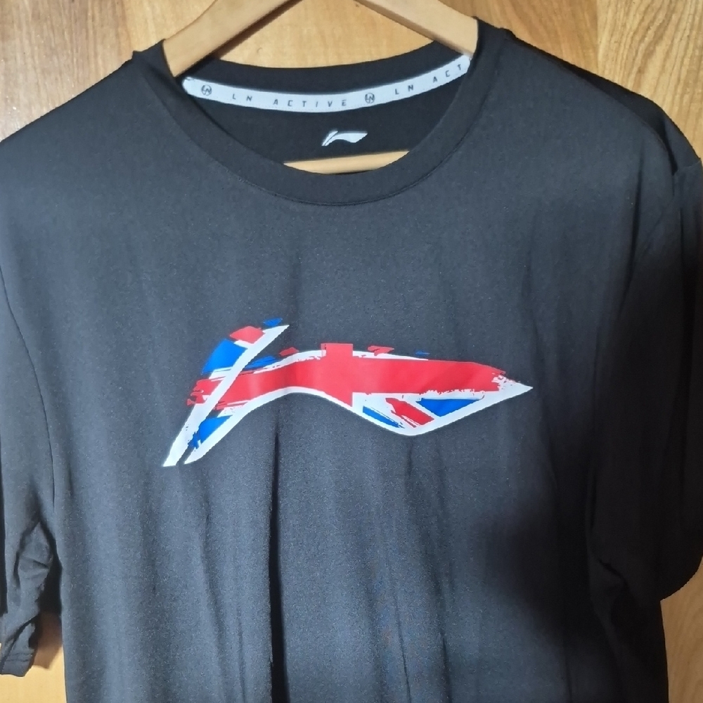 Active USA Black Short Sleeve Tee with Red & Blue Union Flag Graphic